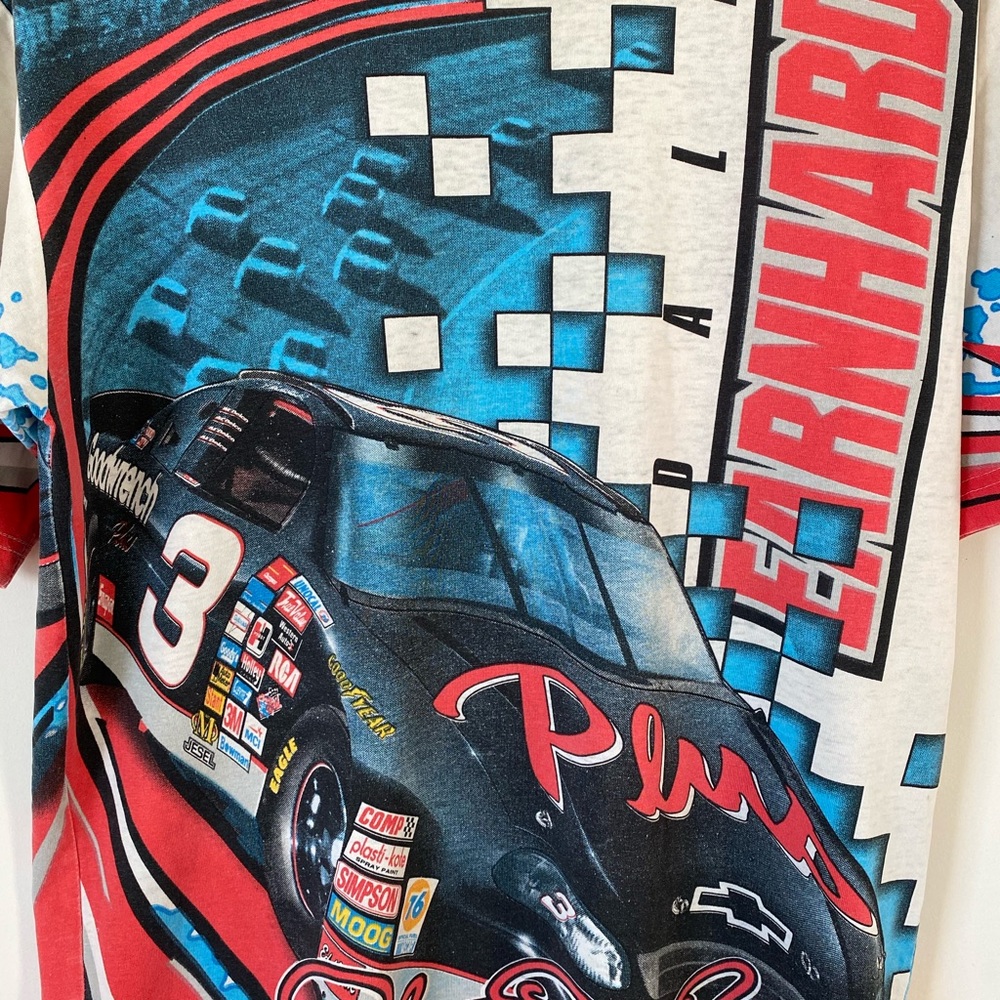 Vintage 90s Nutmeg Chase Authentics Dale Earnhardt AOP Tee Shirt made in U.S.A. - Picture 3 of 6